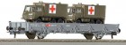 66682 Roco Flat car loade with 2 Swiss Army ambulance vehicles